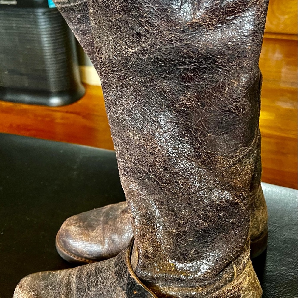 Frye Brown Leather Combat Boots - Picture 3 of 11